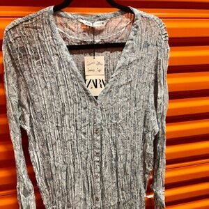 💙💙💙 ZARA 2 Piece Wrinkle Co-Ord Set, Cardigan + Pants, M, NWT